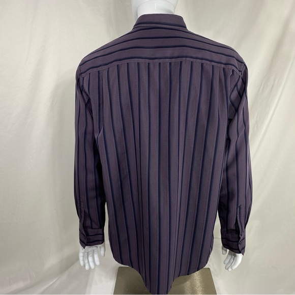 Cafe Luna Men’s Dark Purple Striped Dress Shirt - Picture 3 of 6